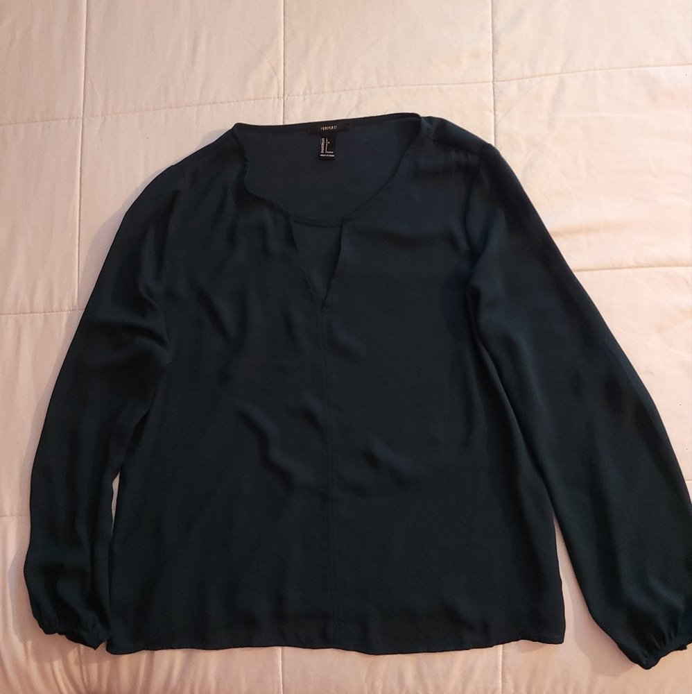 Forever 21 women green blouse sizes L